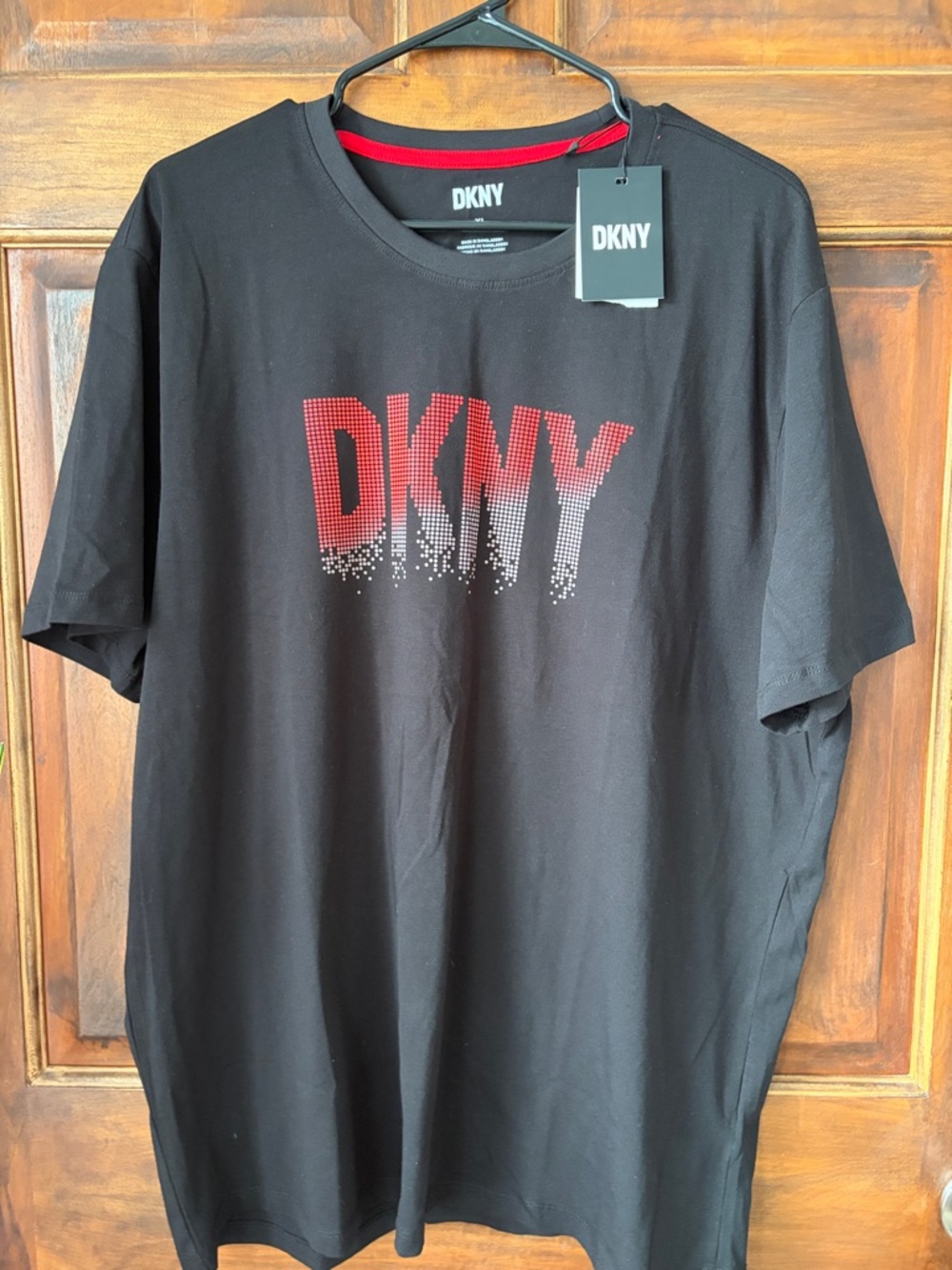DKNY Black Short Sleeve Tee with Red Gradient Logo